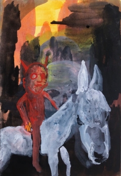 Little red devil 2022 gouache on paper 26x18 cm