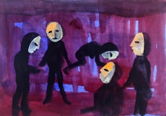 Gathering 2022 gouache on paper 18x26 cm