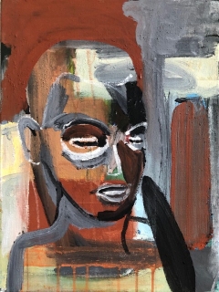 Selfportrait as an African Mask 2022 mixed media 40x30 cm private collection NL