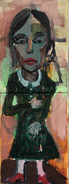 Portrait of my aunt Jo (or wtf her name was) 2023 oil on canvas 80x30 cm