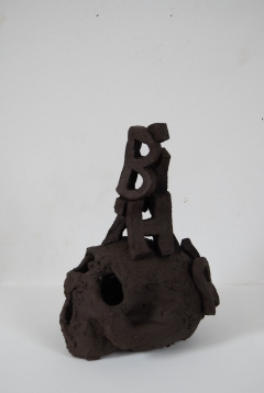Rebirth 2009 fired black clay H: 33 cm